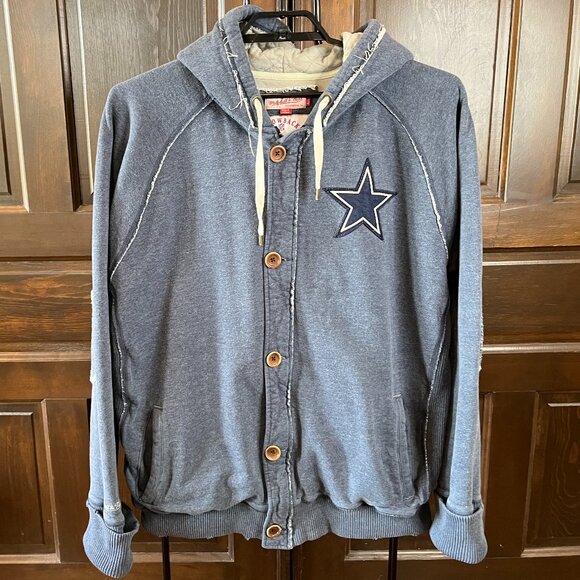 Mitchell & Ness Dallas Cowboys Throwbacks Jacket Distressed Zip Hoodie 4XL